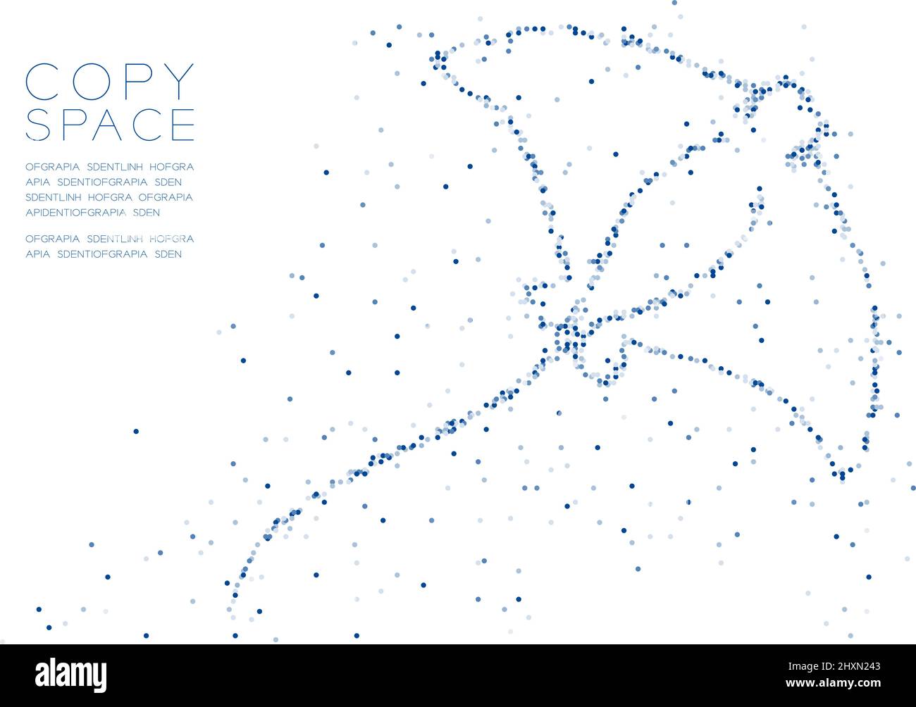 Astratto geometrico cerchio molecola di particelle modello Stingray forma, VR tecnologia acquatica animale e marino concetto di vita design blu colore illustre Illustrazione Vettoriale