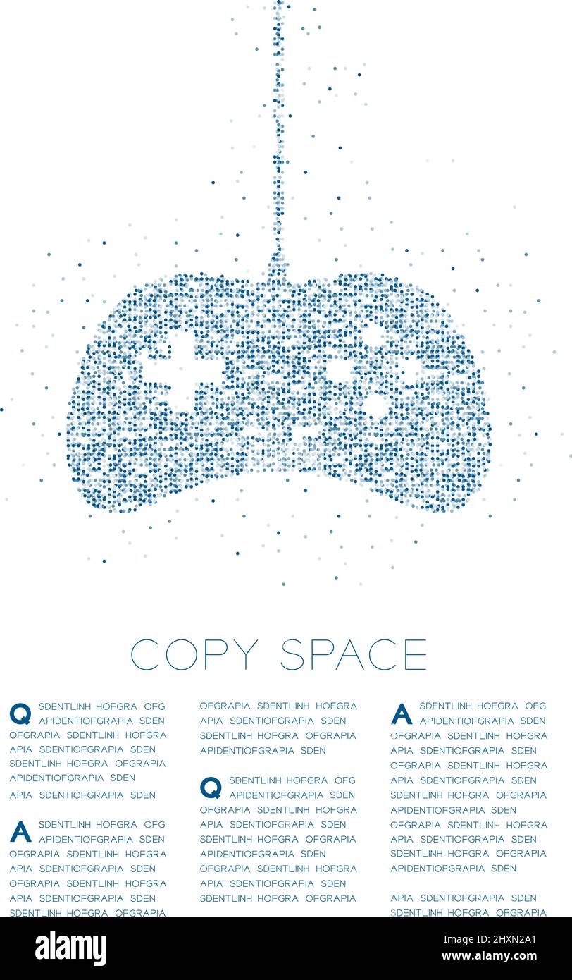 Retro Gamepad o Joypad forma particella geometrico cerchio pixel pattern, Esports gioco controller design blu illustrazione di colore su sfondo bianco Illustrazione Vettoriale