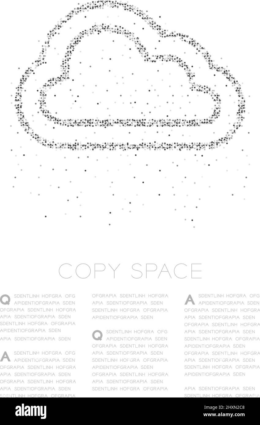 Astratto geometrico cerchio molecola di particelle modello Cloud simbolo forma, tecnologia VR concetto di storage design nero illustrazione di colore isolato su Illustrazione Vettoriale