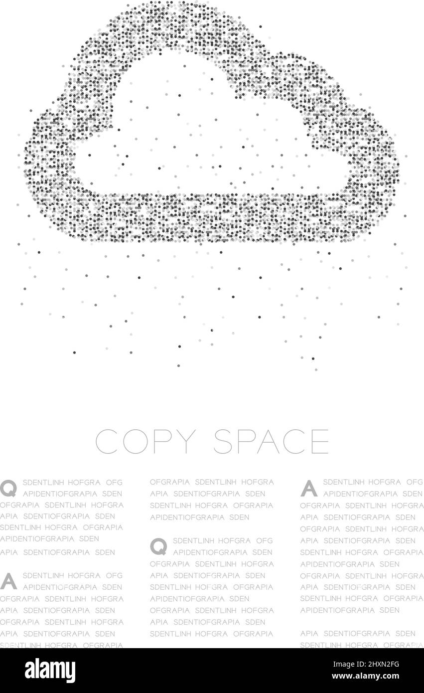 Astratto geometrico cerchio molecola di particelle modello Cloud simbolo forma, tecnologia VR concetto di storage design nero illustrazione di colore isolato su Illustrazione Vettoriale