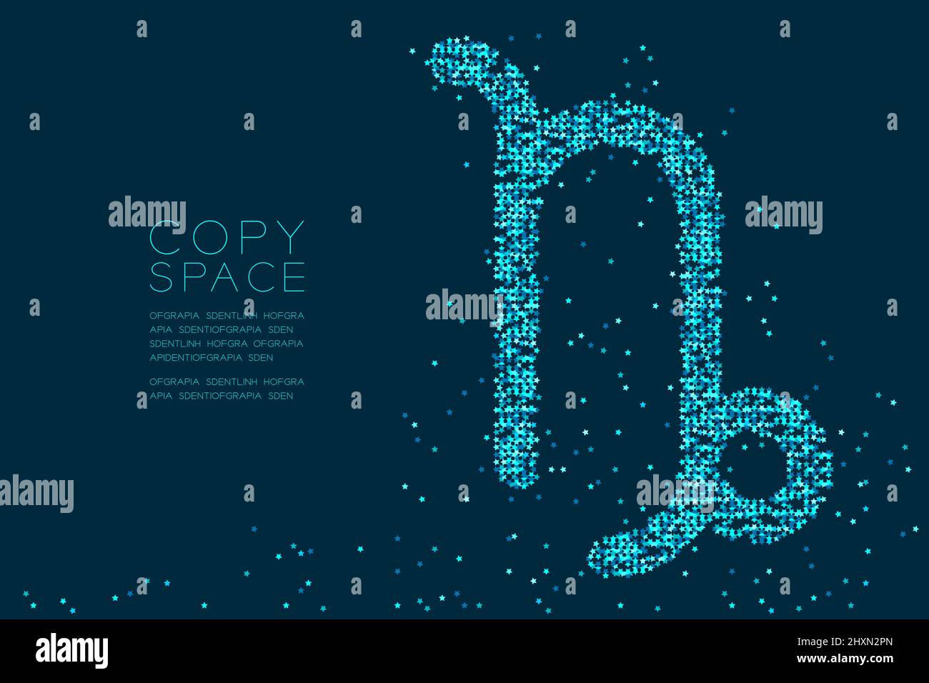 Astratto Star pattern Capricorn Zodiac segno forma, stella costellazione concetto design blu illustrazione colore isolato su sfondo blu scuro con poliziotto Illustrazione Vettoriale