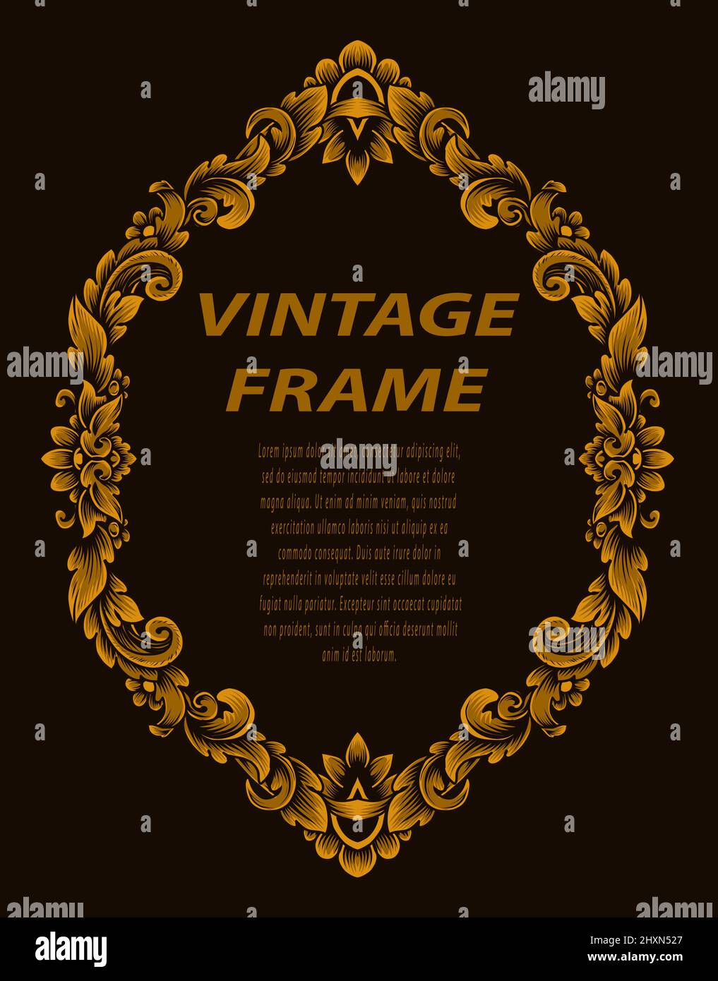 Cornice vintage con ornamento da incisione Illustrazione Vettoriale