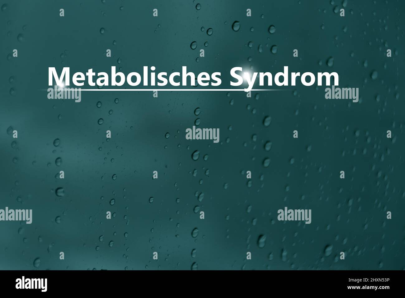 Banner medico 'sindrome metabolica' su sfondo blu con gocce e grande spazio di copia per il testo o checklist. Foto Stock