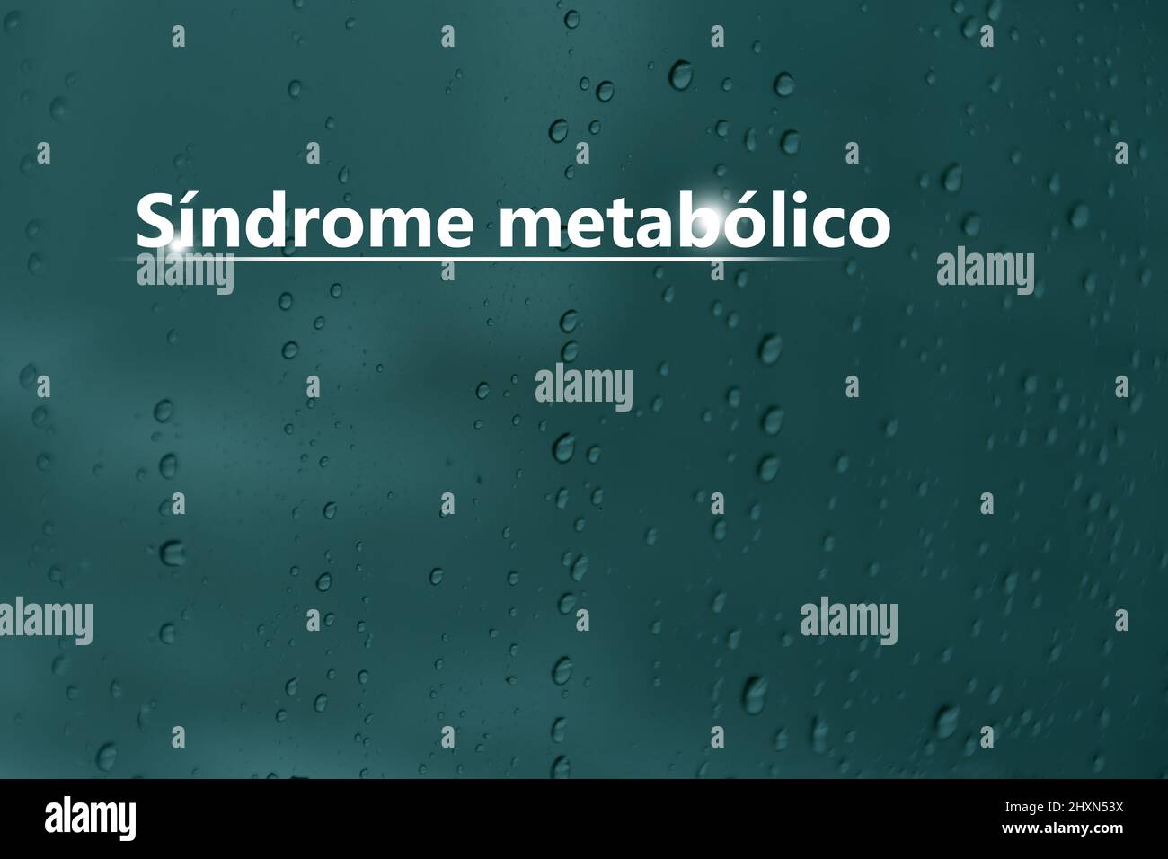 Banner medico 'sindrome metabolica' su sfondo blu con gocce e grande spazio di copia per il testo o checklist. Foto Stock