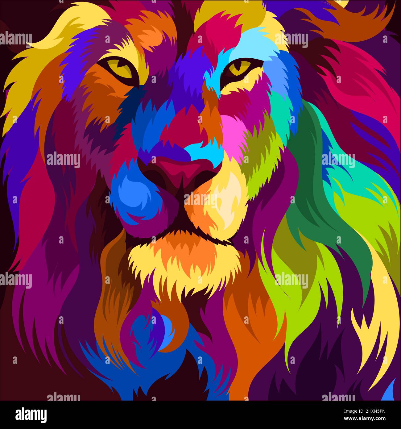 illustrazione colorata testa di leone con stile pop art Immagine e  Vettoriale - Alamy