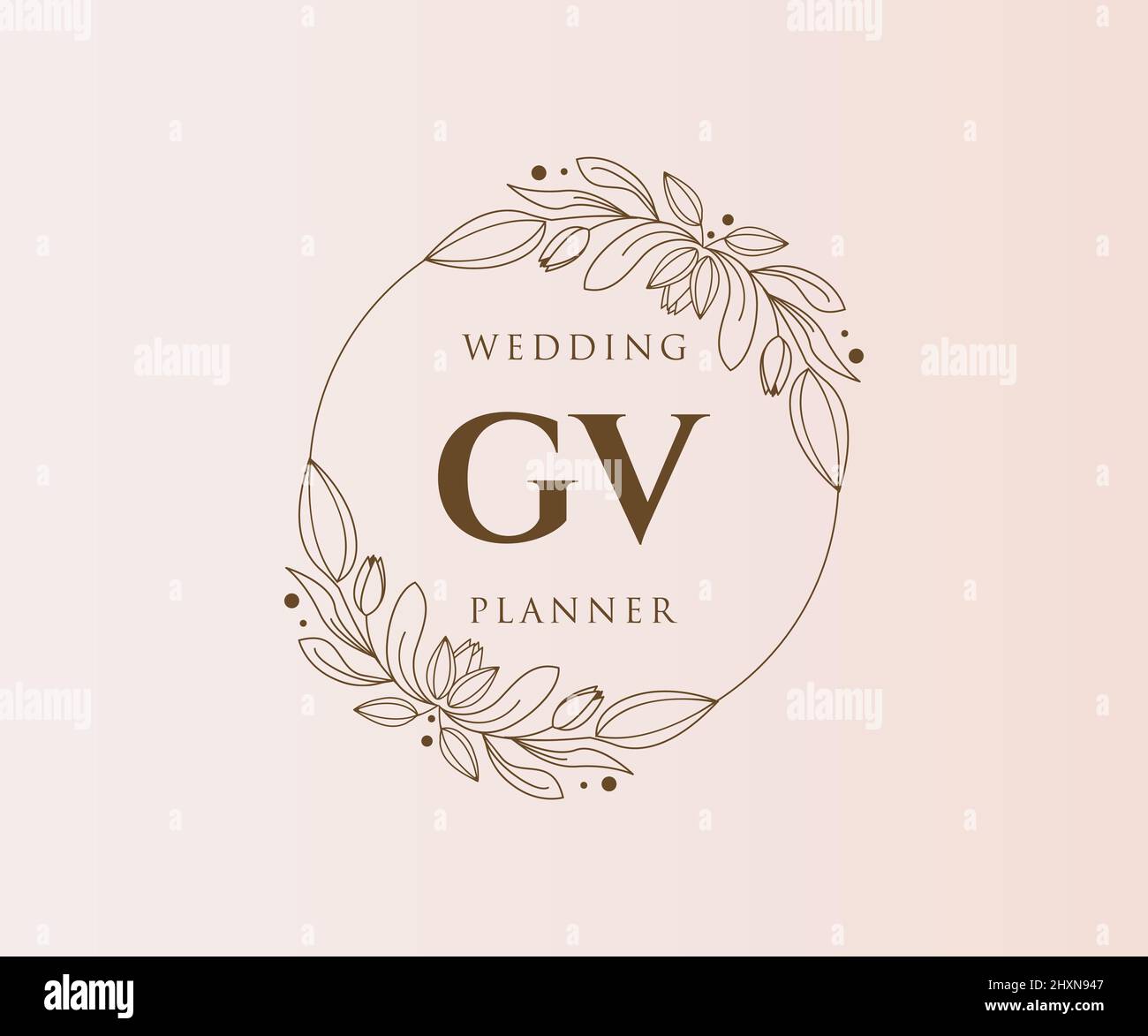 GV iniziali lettera Wedding monogramma collezione loghi, disegnati a mano moderni minimalistici e modelli floreali per carte di invito, Salva la data, elegante Illustrazione Vettoriale