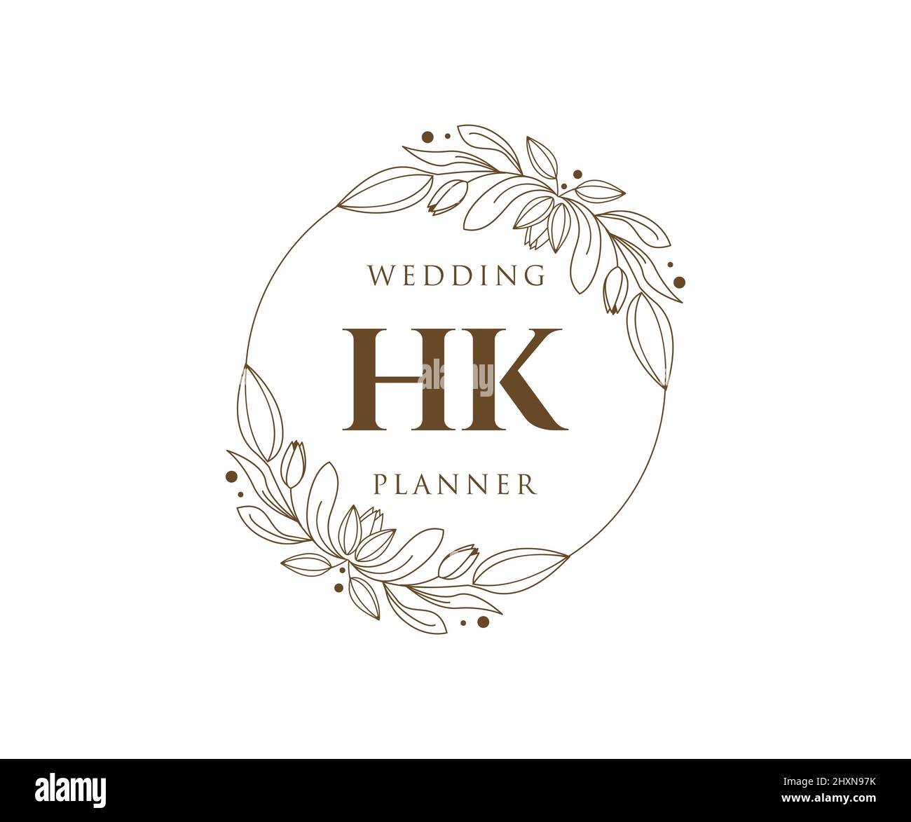 HK iniziali lettera Wedding monogramma collezione loghi, disegnati a mano moderno minimalista e modelli floreali per carte di invito, Salva la data, elegante Illustrazione Vettoriale