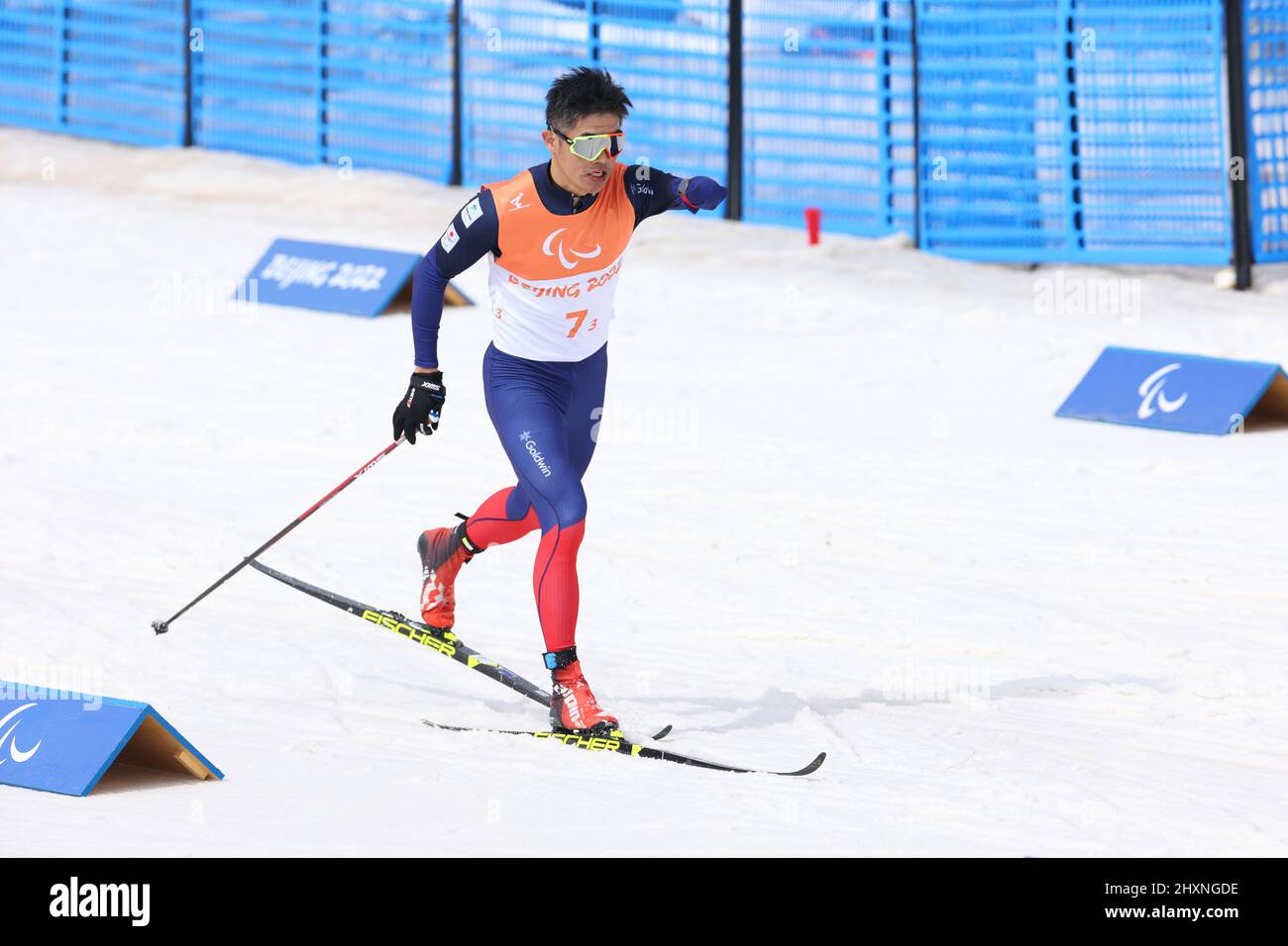 Yoshihiro Nitta (JPN), 13 MARZO 2022 - Sci di fondo : Open Relay 4x2.5km durante i Giochi Paralimpici invernali di Pechino 2022 al National Biathlon Centre di Zhangjiakou, Hebei, Cina. (Foto di Yohei Osada/AFLO SPORT) Foto Stock