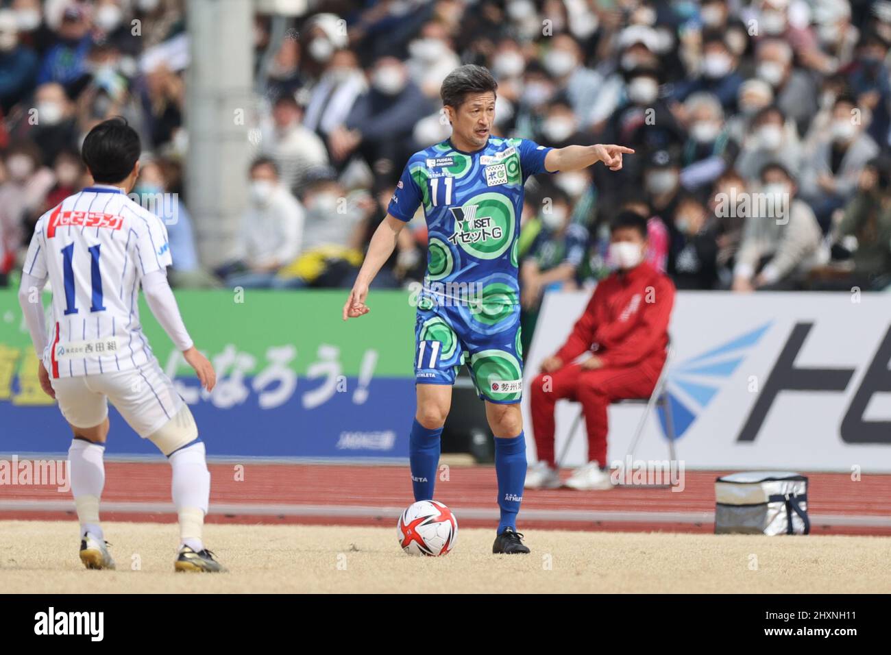 Kazuyoshi Miura (), 13 MARZO 2022 - Japan Football League 2022 Match tra Suzuka Point Getters 2-0 Reinmeer Aomori al Yokkaichi Central Ryokuchi Park, mie, Giappone. (Foto di SportsPressJP/AFLO) Foto Stock
