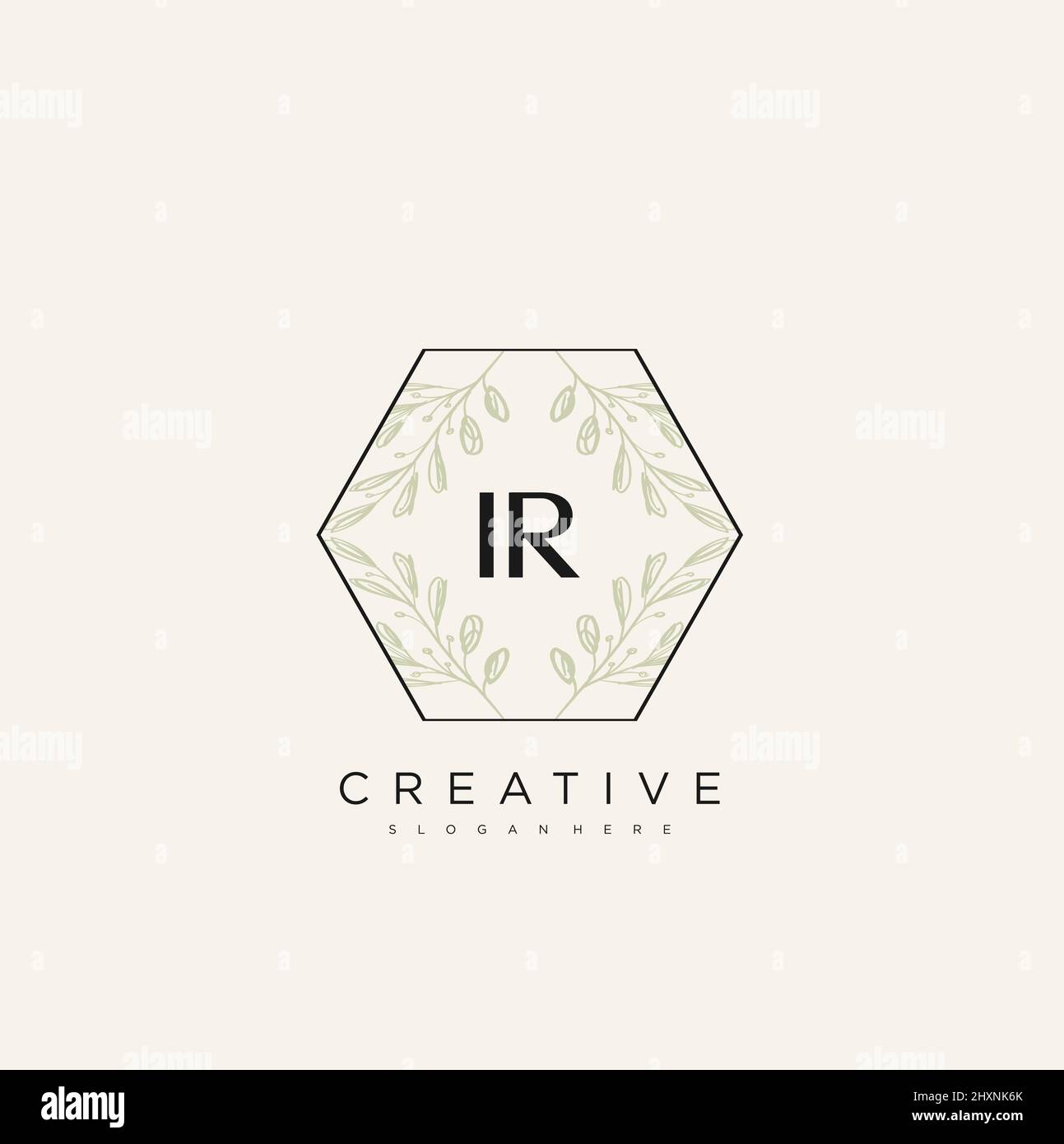 IR Initial Letter Flower Logo Template vettore premium Illustrazione Vettoriale