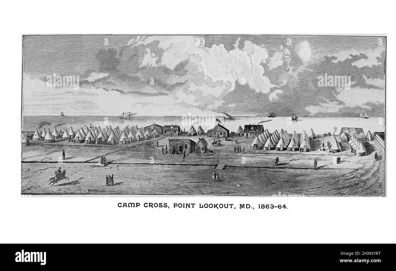 Camp Cross, Point Lookout, MD., 1863-64 dal libro 'Una storia del quinto reggimento, volontari del New Hampshire, nella guerra civile americana, 1861-1865' di William Child, pubblicato nel 1893 Foto Stock