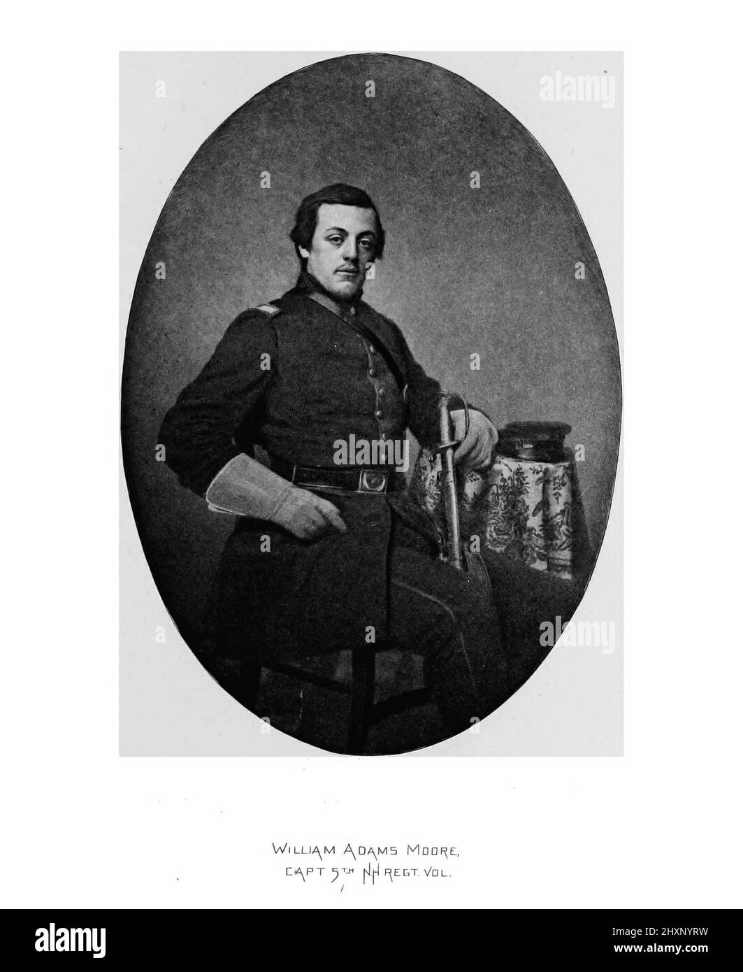 Capitano William Adams Moore Ritratto dal libro ' Una storia del quinto reggimento, volontari del New Hampshire, nella guerra civile americana, 1861-1865 ' di William Child, pubblicato nel 1893 Foto Stock