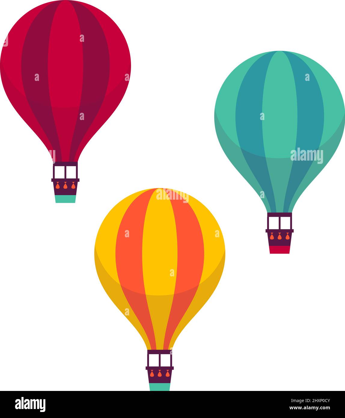 Bollature ad aria calda. Trasporto aereo colorato. Simbolo di marcia aerea Illustrazione Vettoriale