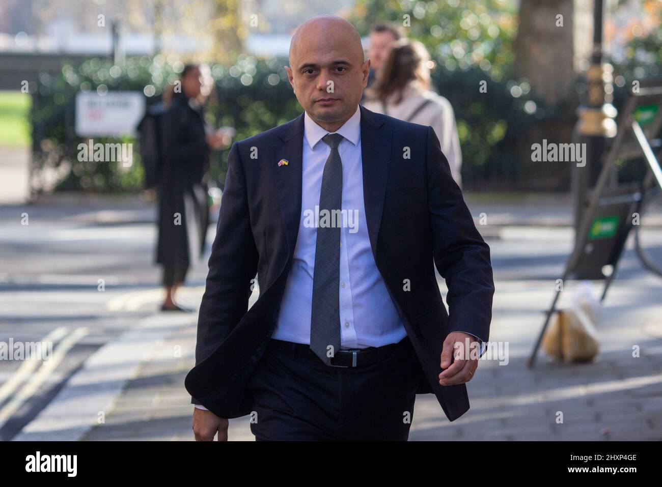 Londra, Inghilterra, Regno Unito. 14th Mar 2022. Il Segretario di Stato britannico per la Salute e l'assistenza sociale SAJID JAVID è visto a Westminster dopo aver competuto i media intorno. (Credit Image: © Tayfun Salci/ZUMA Press Wire) Foto Stock