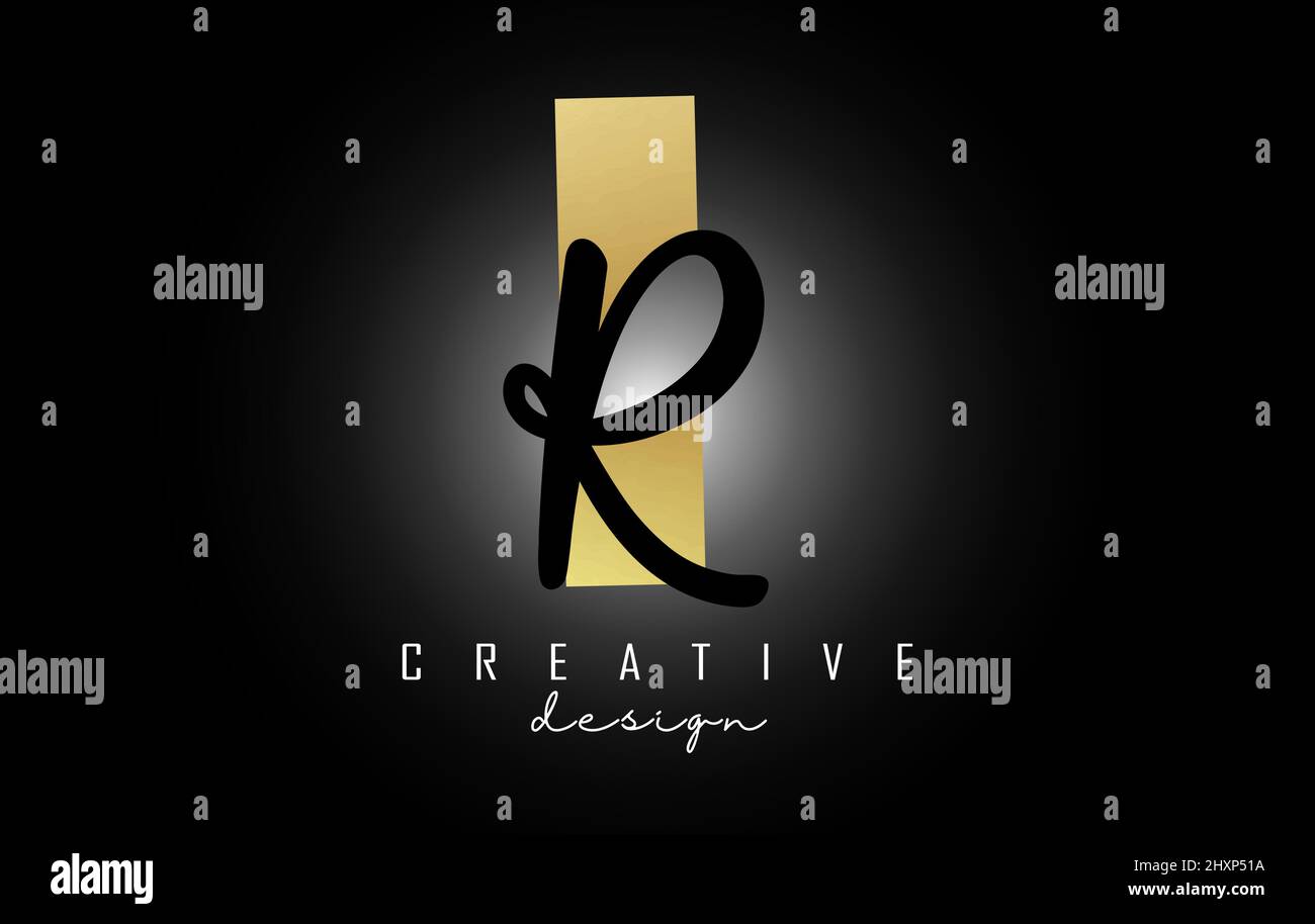 Logo Golden Letters IR dal design minimalista. Lettere i e R con tipografia geometrica e manoscritta. Illustrazione di Creative Vector con lettere. Illustrazione Vettoriale