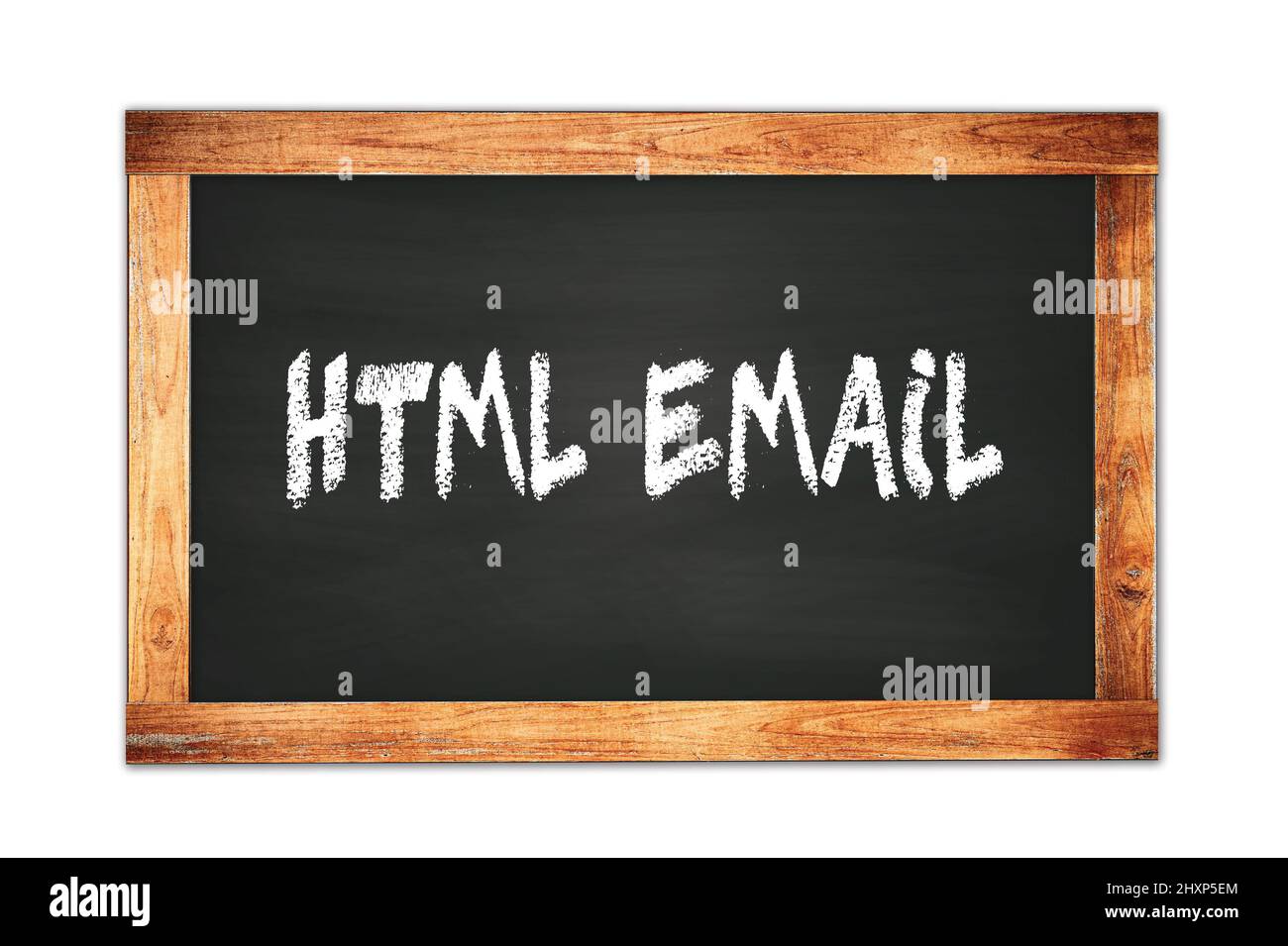HTML TESTO EMAIL scritto su nero cornice scuola blackboard. Foto Stock
