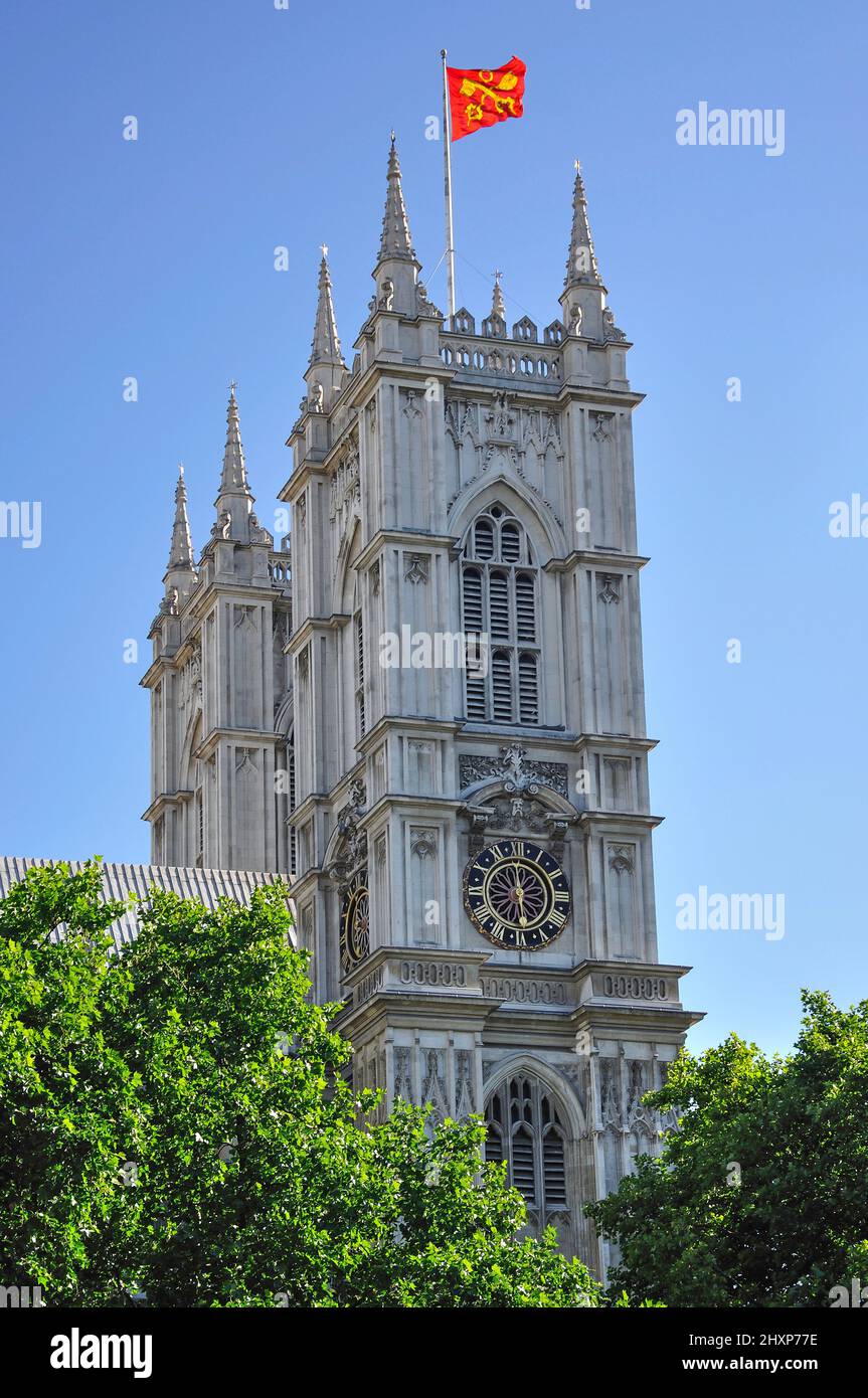 Torri di Westminster Abbey, Westminster Abbey, Westminster, City of Westminster, Greater London, England, Regno Unito Foto Stock