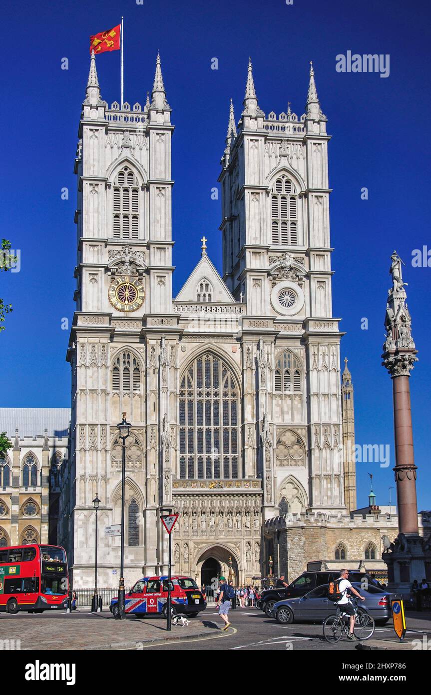 La grande Porta Occidentale, Westminster Abbey, Westminster, City of Westminster, Greater London, England, Regno Unito Foto Stock