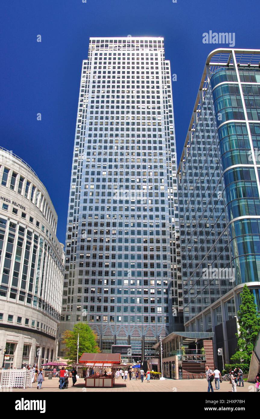 One Canada Square Building, Reuters Plaza, Canary Wharf, London Borough of Tower Hamlets, Greater London, England, Regno Unito Foto Stock