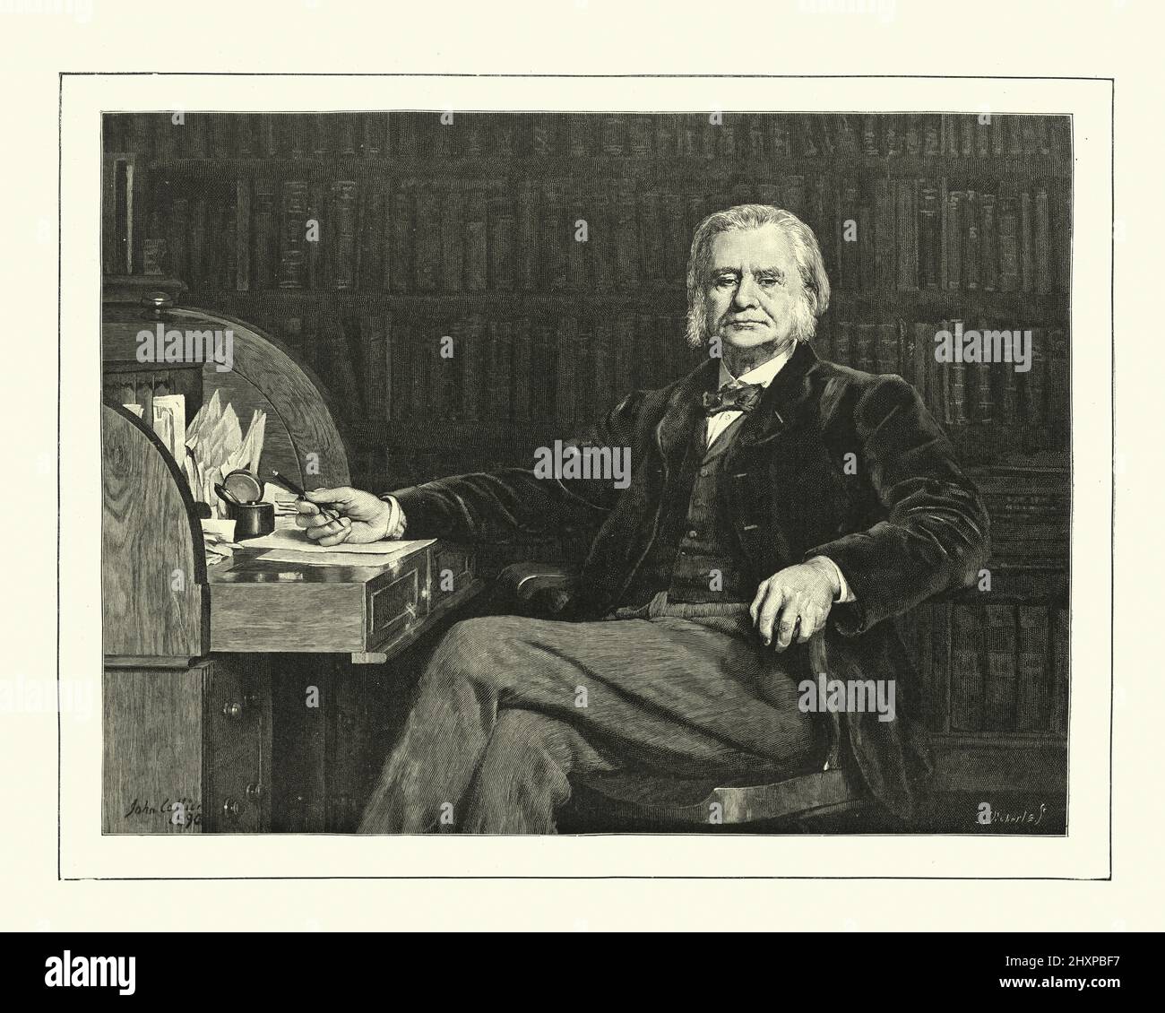 Thomas Henry Huxley (4 maggio 1825 – 29 giugno 1895) è stato un . È noto come 'Bulldog di Darwin' per il suo sostegno alla teoria dell'evoluzione di Charles Darwin. Foto Stock
