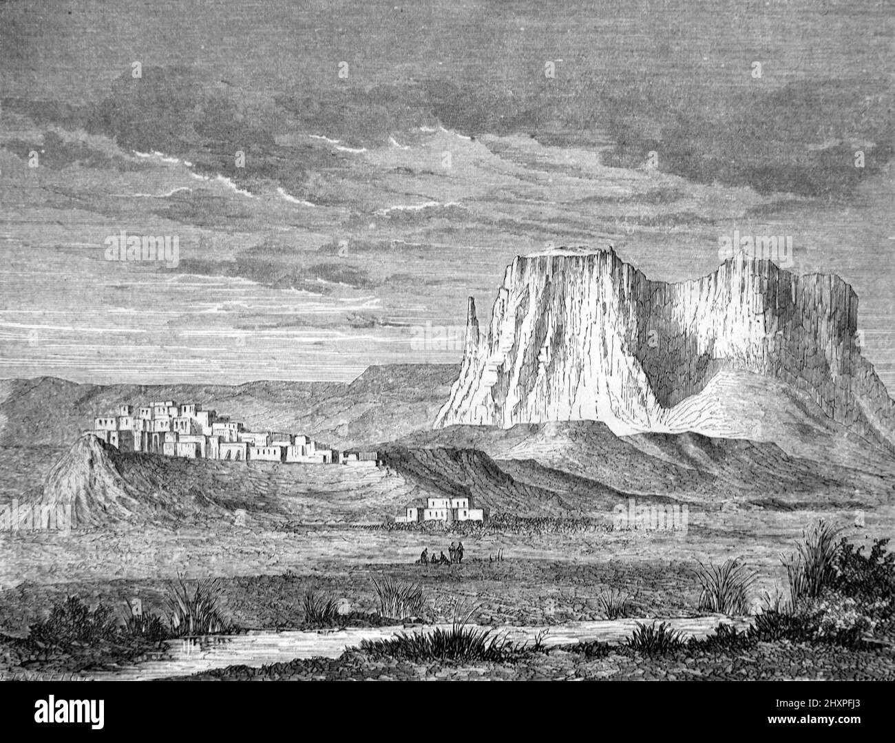 Città di Zuni o Zuni Pueblo New Mexico USA, USA o Stati Uniti d'America. Illustrazione o incisione vintage 1860. Foto Stock