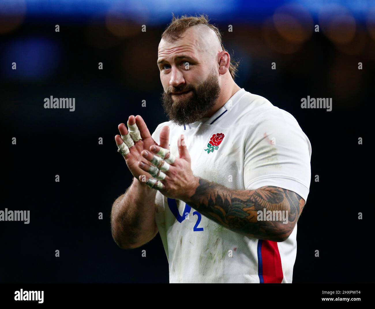 LONDRA, INGHILTERRA - MARZO 12: Joe Marler d'Inghilterra dopo la partita di Guinness Six Nations tra Inghilterra e Irlanda, al Twickenham Stadium il 12th marzo, Foto Stock