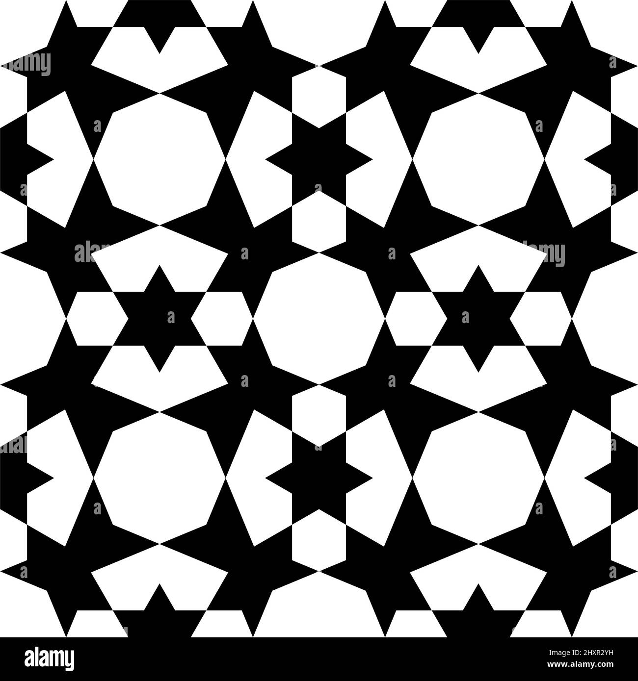 Ornamento geometrico senza cuciture basato su arte islamica tradizionale. Bianco e nero. Ottimo design per tessuto, tessuto, copertina, carta da imballaggio, sfondo. Illustrazione Vettoriale