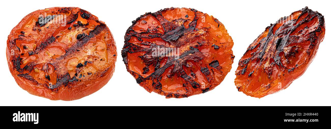 Pomodoro alla griglia isolato su sfondo bianco Foto Stock