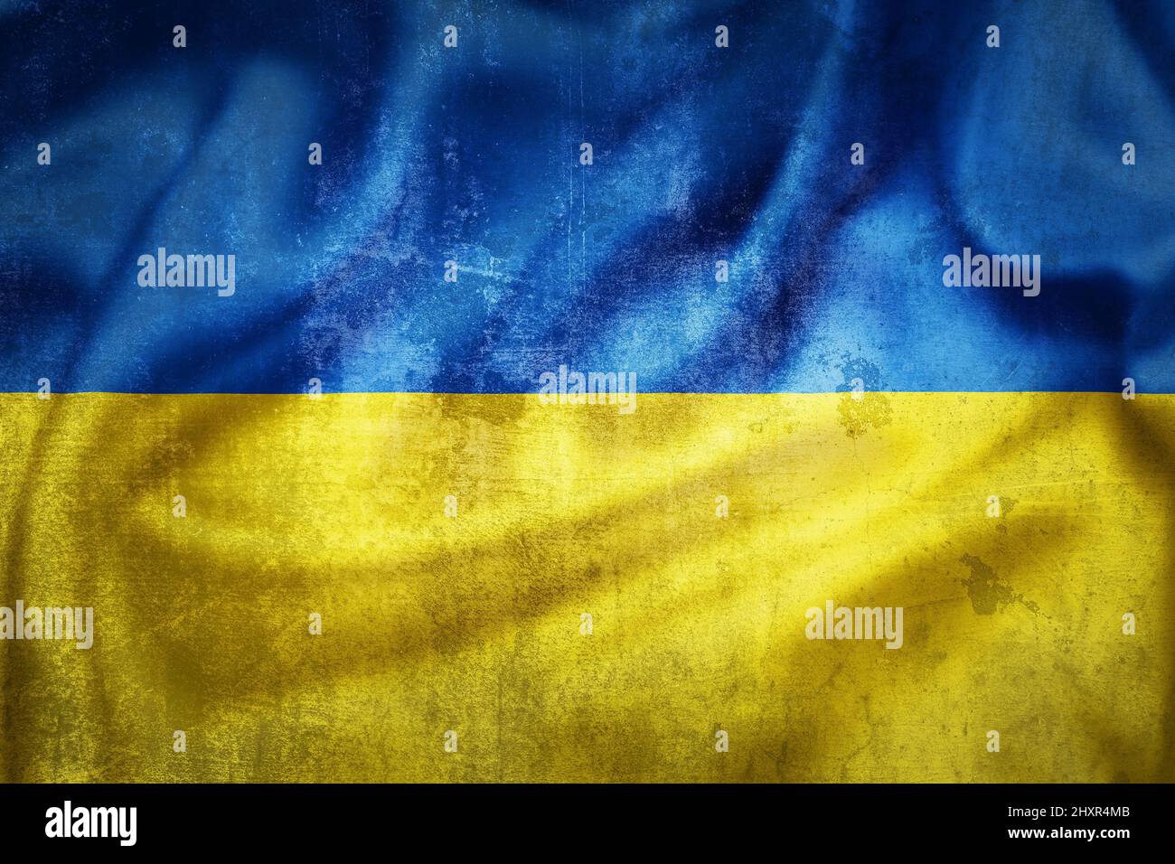 Bandiera grunge di illustrazione Ucraina, concetto di relazioni tese tra Ucraina e Russia Foto Stock