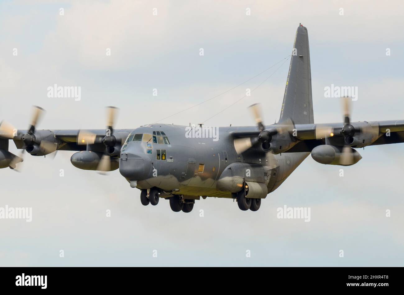 USAF Lockheed MC-130P Hercules, Combat Shadow, di 67 operazioni speciali Squadron atterraggio a RIAT, RAF Fairford, Regno Unito. Speciale piano di infiltrazione mission Foto Stock