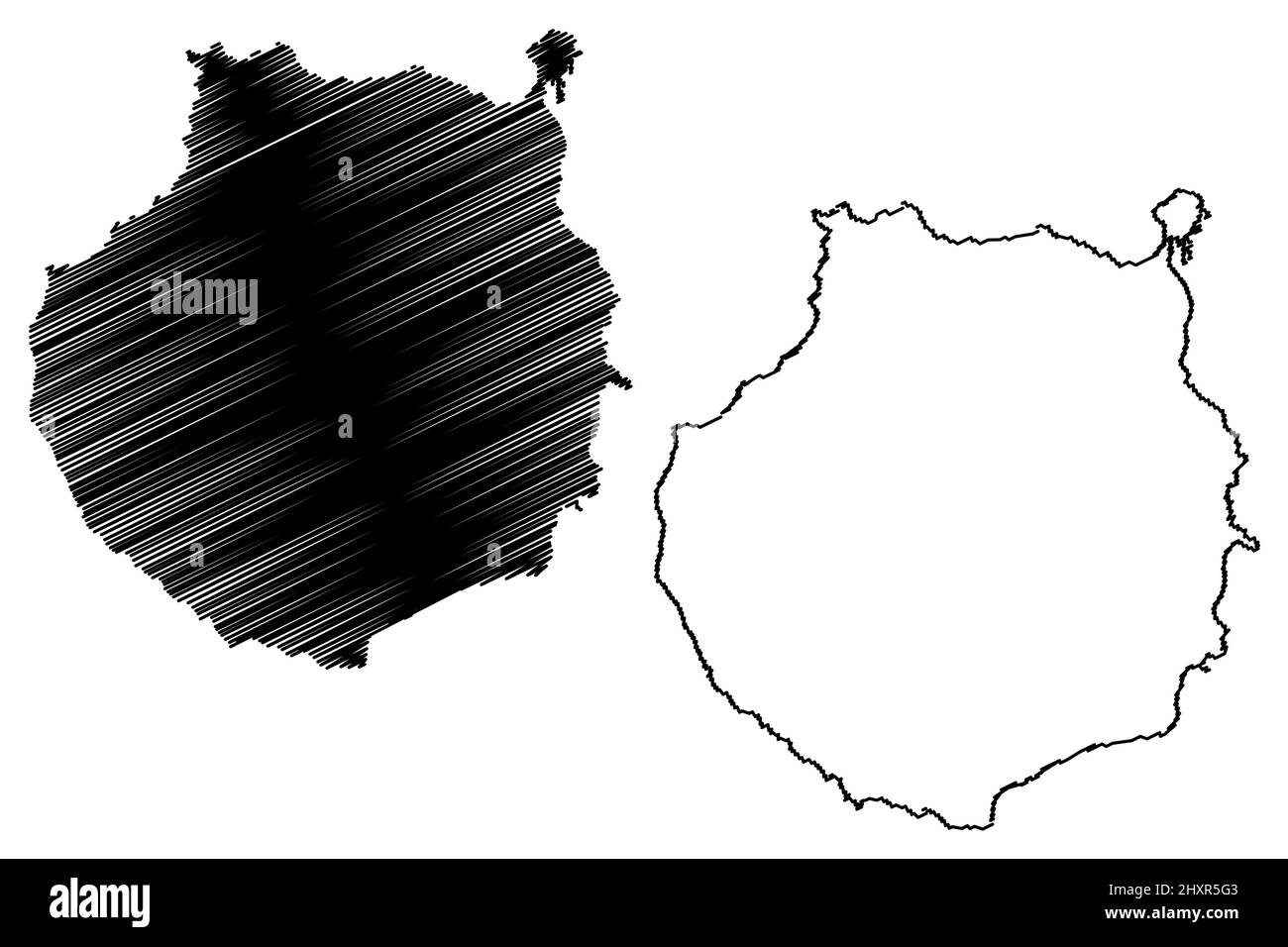 Isola di Gran Canaria (Regno di Spagna, Isole Canarie) mappa illustrazione vettoriale, schizza schizzo Grand Canary mappa Illustrazione Vettoriale