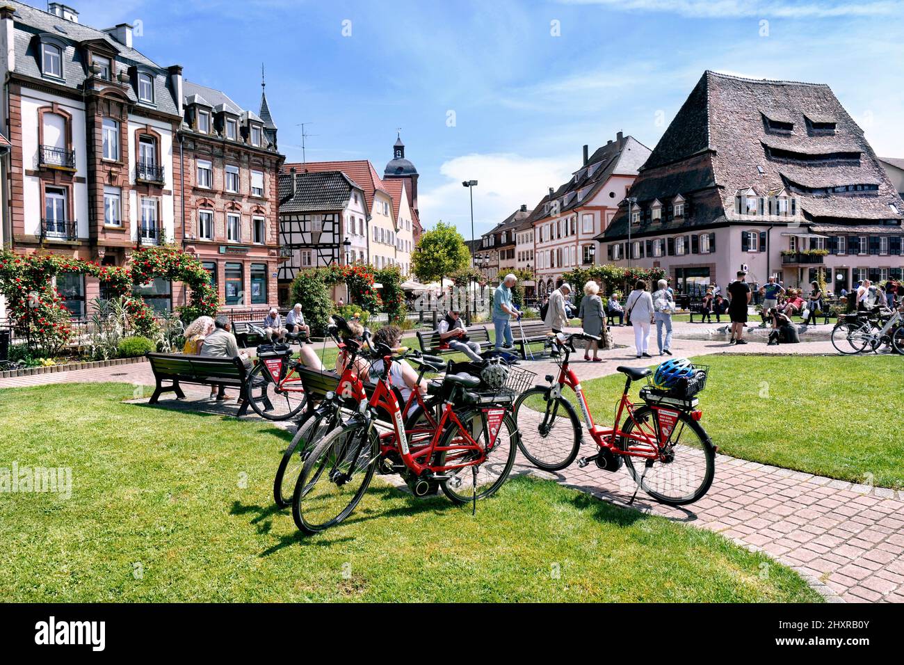 Francia, Wissembourg, Bas Rhin, il centro della città. Foto Stock