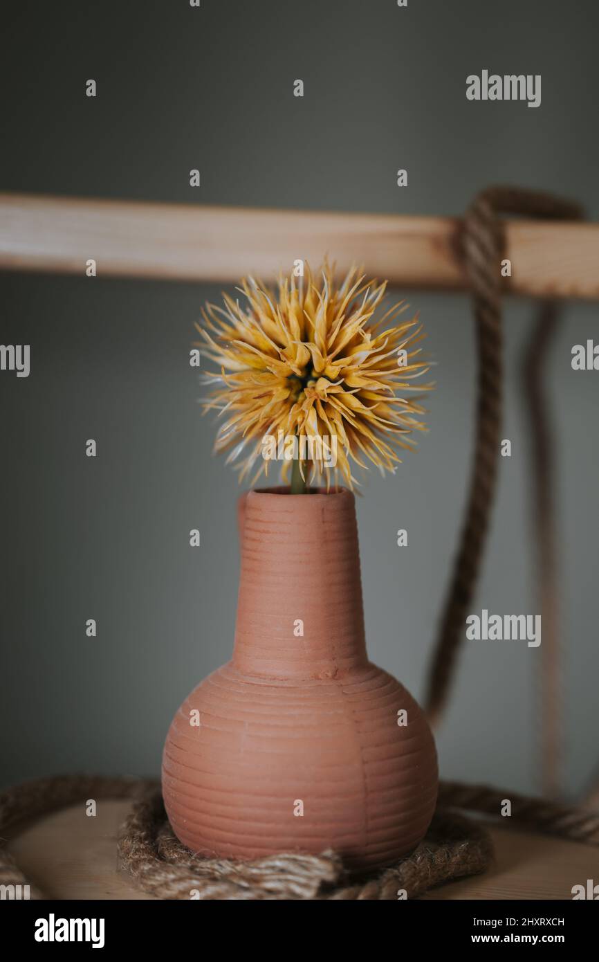Primo piano di un fiore decorativo in un vaso Foto Stock