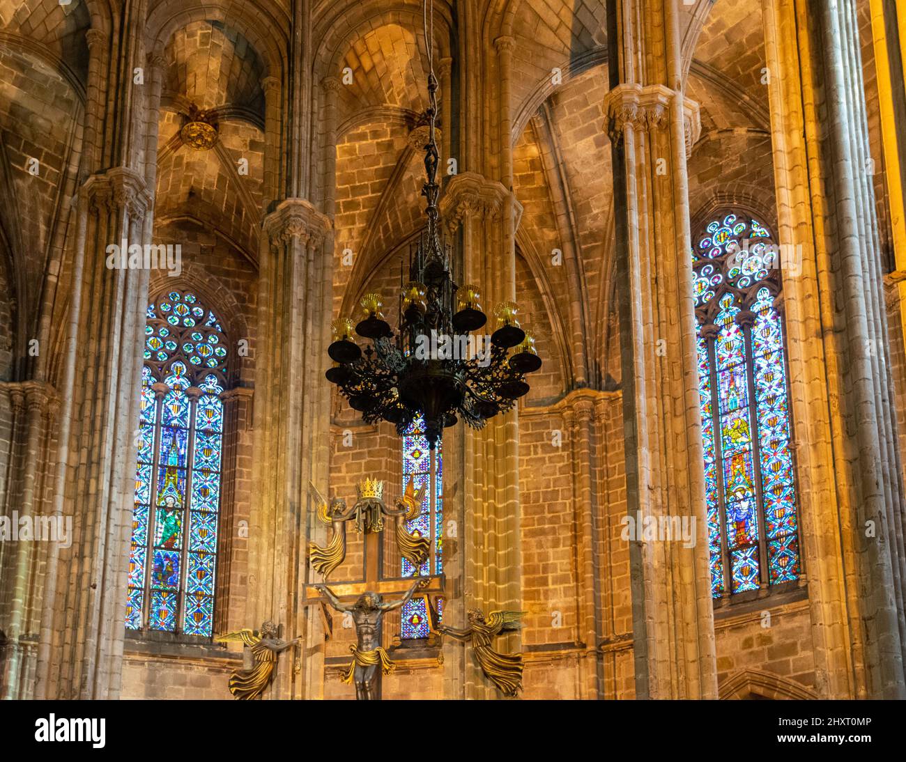 Interni della cupola della Cattedrale di Barcellona, Spagna Foto Stock