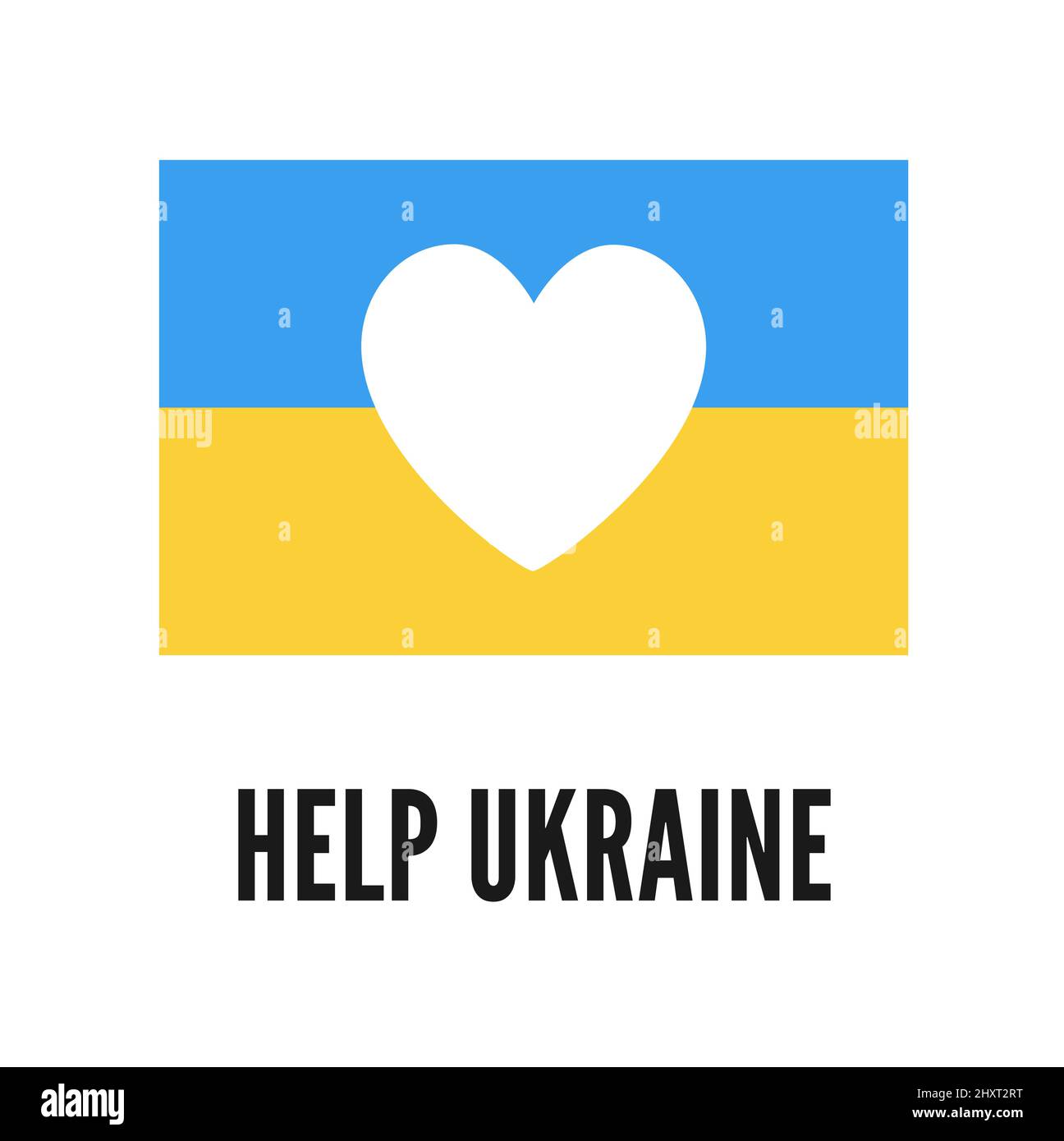 Bandiera Ucraina. Aiuto Ucraina. Bandiera blu e gialla con forma di cuore Illustrazione Vettoriale