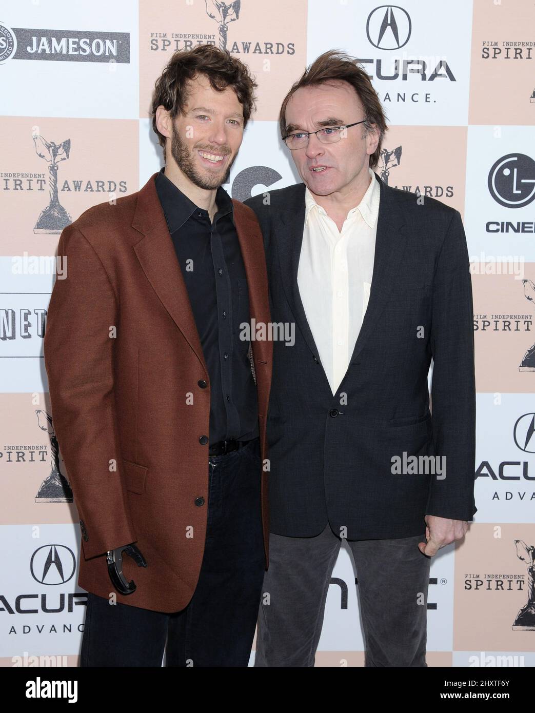 Aron Ralston e Danny Boyle al Film Independent Spirit Awards 26th a Santa Monica, California, il 26 febbraio 2011. Foto Stock