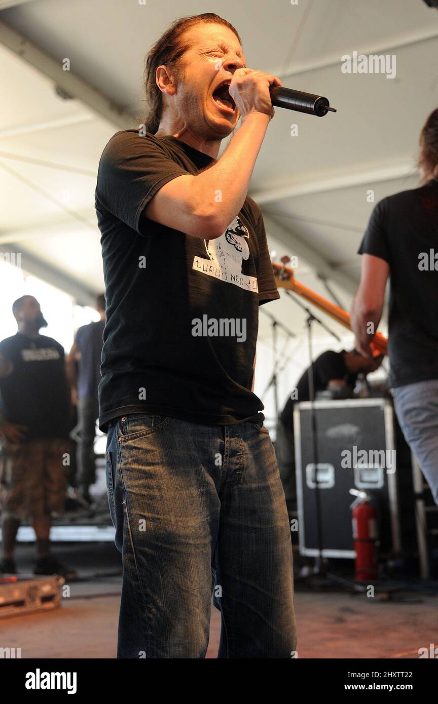 Keith Morris di off! Al Coachella Valley Music and Arts Festival che si tiene presso l'Empire Polo Field, California. Foto Stock