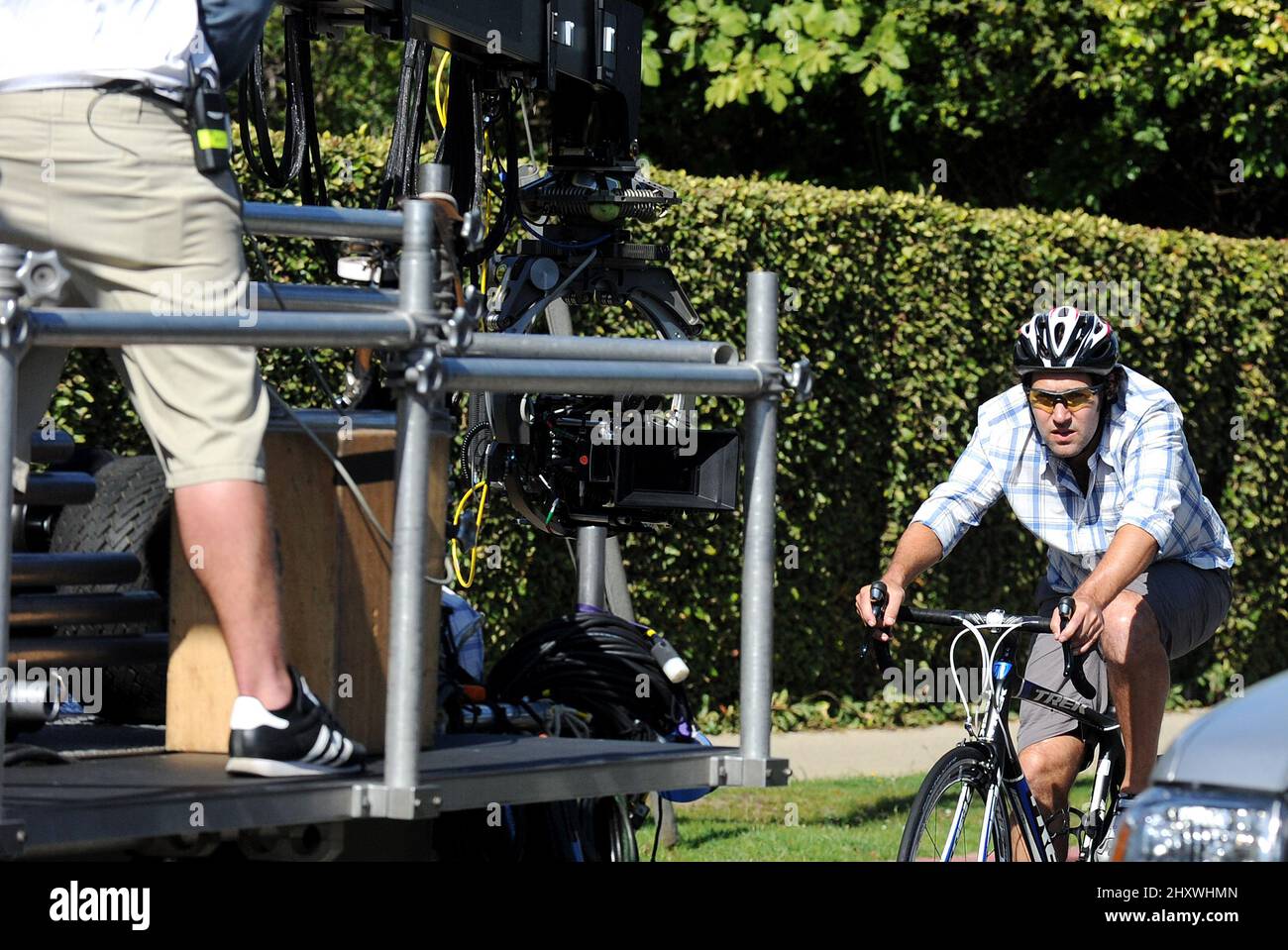 Paul Rudd filma una Bike Scene per 'This is Forty', California Foto Stock