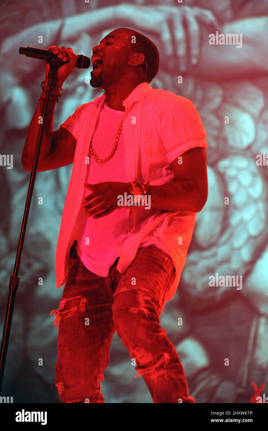 Kanye West si esibisce dal vivo durante l'annuale Austin City Limits Music Festival 10th che si svolge presso lo Zilker Park in Texas, USA. Foto Stock