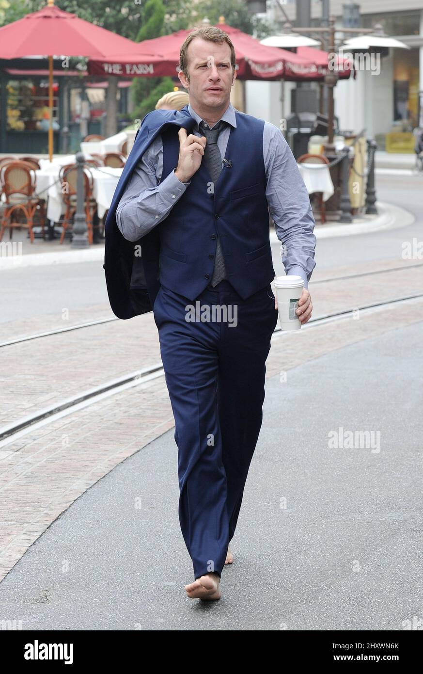 Thomas Jane è visto fuori e circa a Los Angeles, California Foto Stock