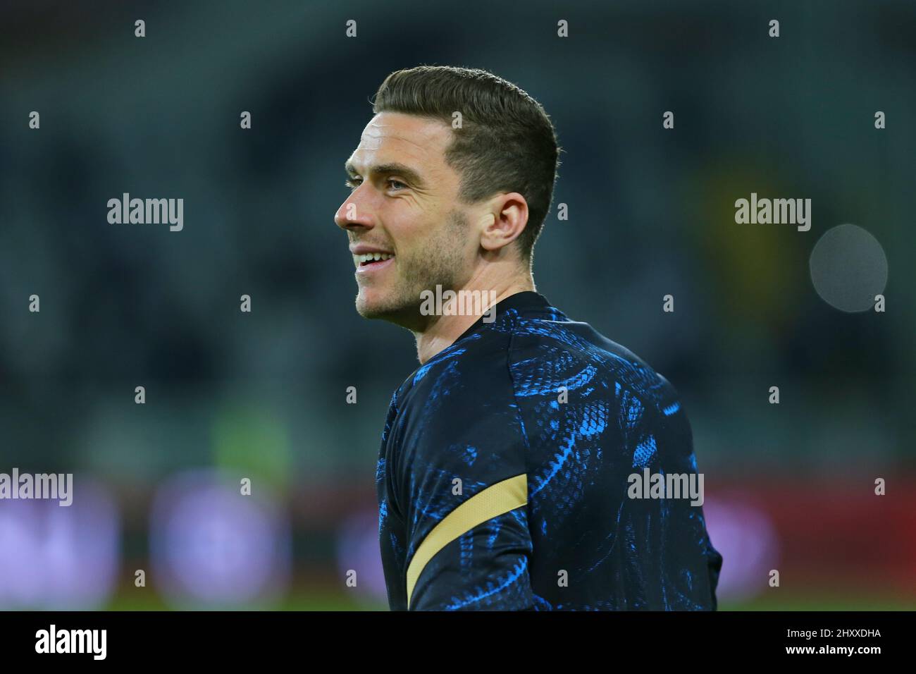 TORINO, 13 MARZO 2022. Robin Gosens del FC Internazionale Milano durante la Serie A match tra Torino FC e FC Internazionale Milano ad Olymp Foto Stock