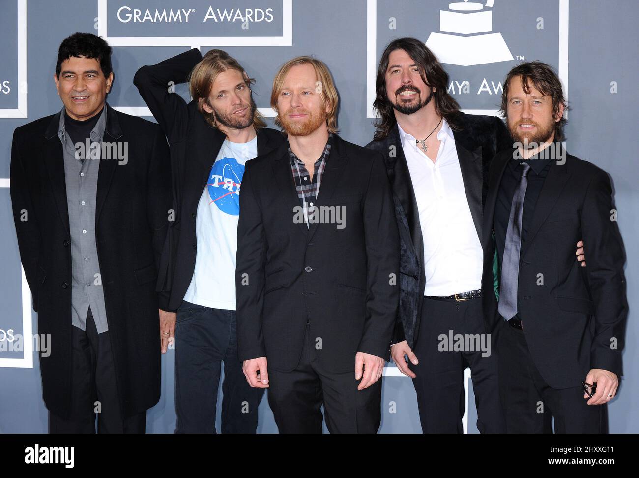 Foo Fighters ai Grammy Awards annuali 54th che si tengono presso lo Staples Center di Los Angeles, California Foto Stock