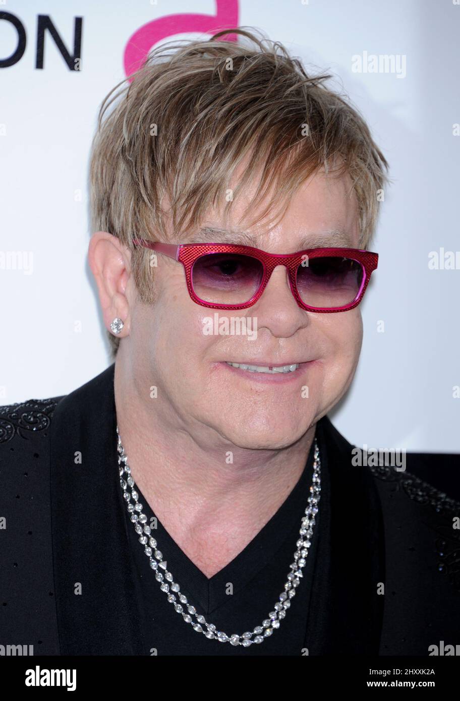 Elton John all'Elton John AIDS Foundation Academy Awards, festa di osservazione a West Hollywood Park, California Foto Stock