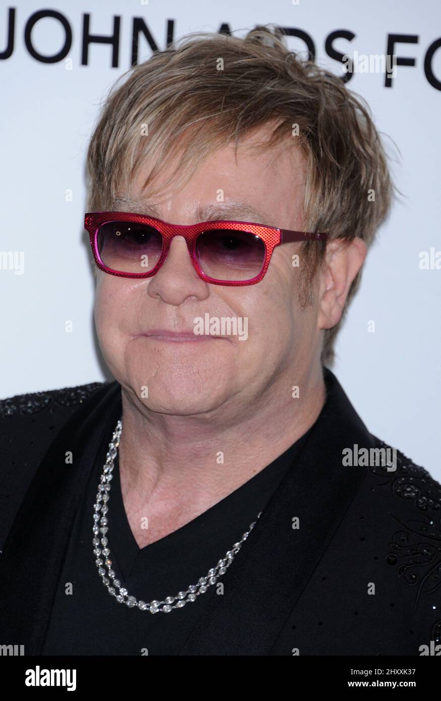 Elton John all'Elton John AIDS Foundation Academy Awards, festa di osservazione a West Hollywood Park, California Foto Stock