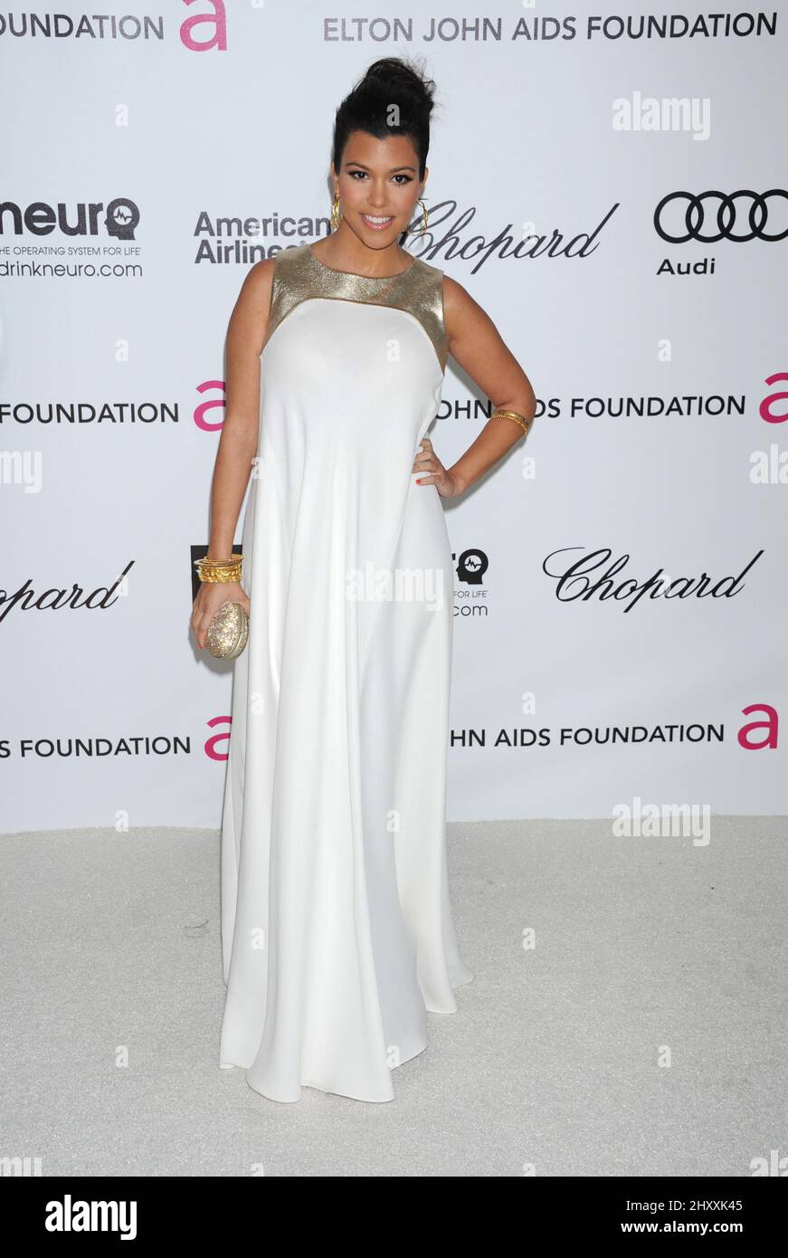 Kourtney Kardashian all'Elton John AIDS Foundation Academy Awards Viewing party a West Hollywood Park, California Foto Stock