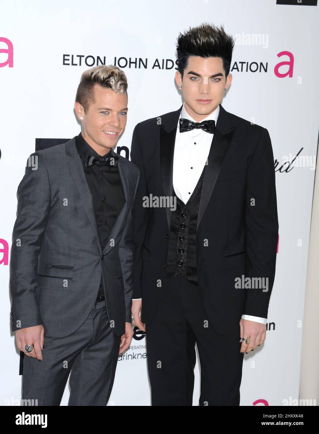 Adam Lambert all'Elton John AIDS Foundation Academy Awards, festa di osservazione a West Hollywood Park, California Foto Stock