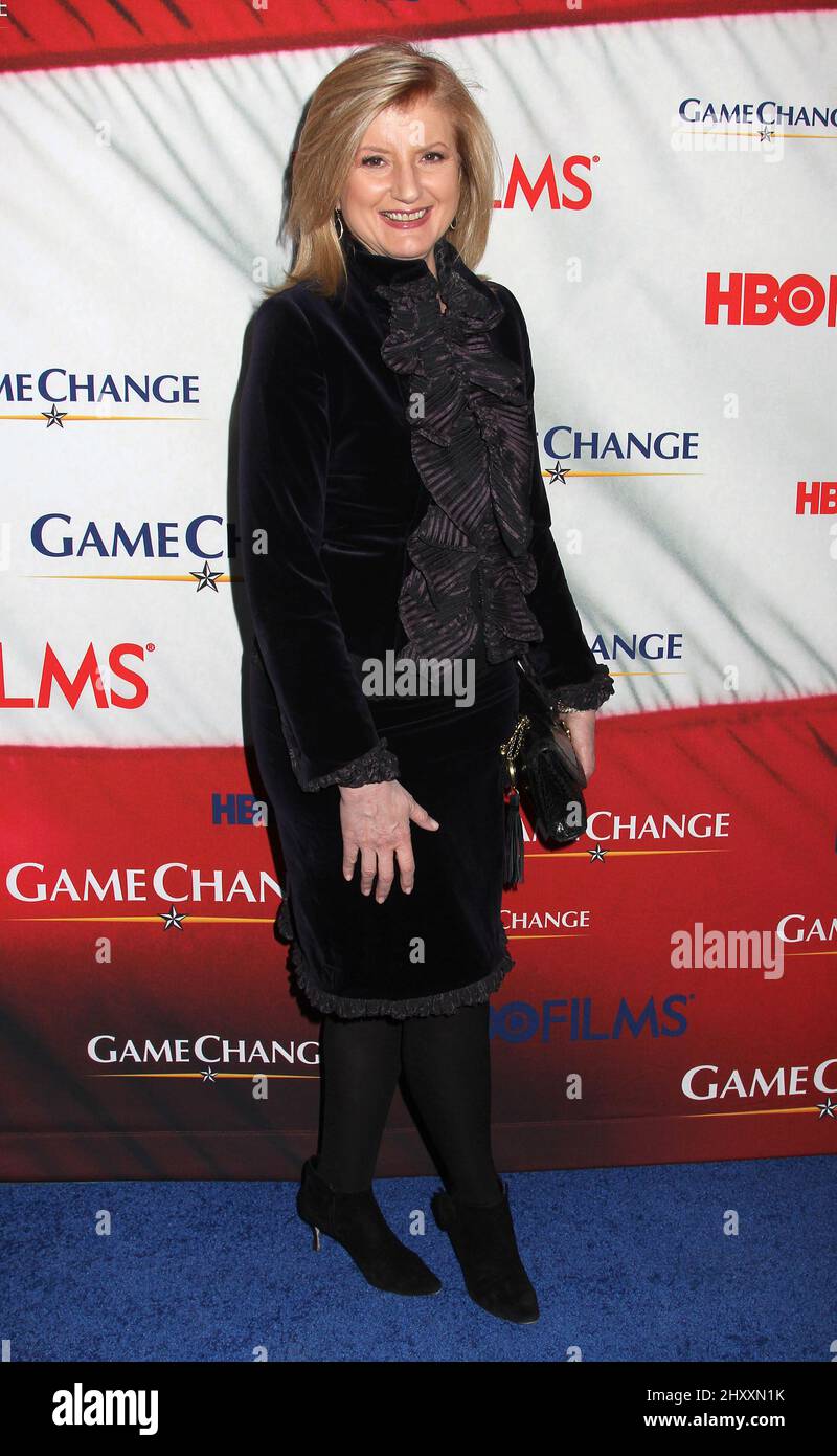 Arianna Huffington durante la prima "Game Change" che si tiene al Teatro Ziegfeld di New York Foto Stock
