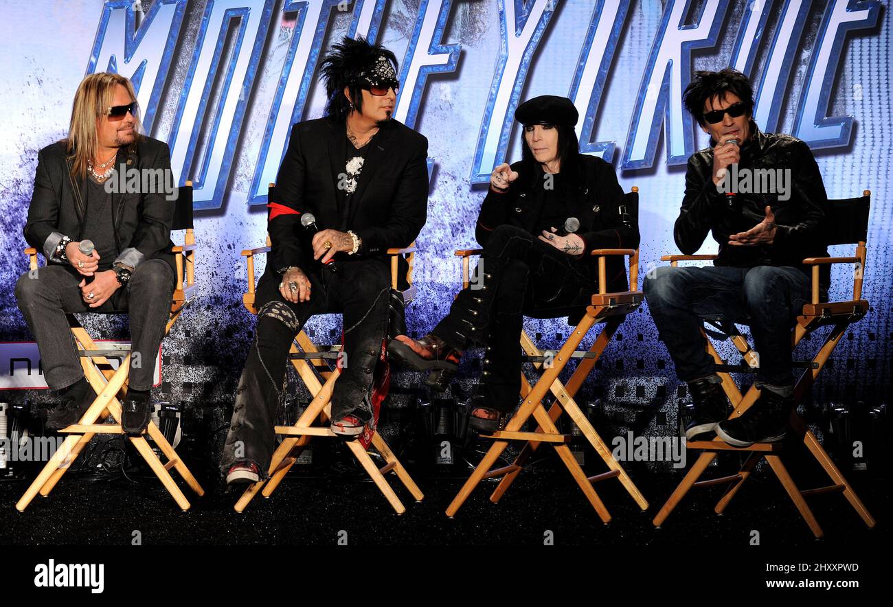 Motley Crue annuncia il 'The Tour' al Roosevelt Hotel di Hollywood, California Foto Stock