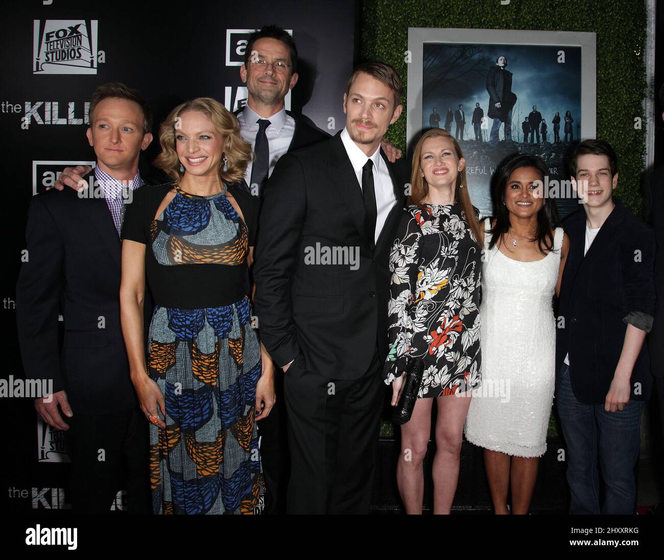 CAST che partecipa alla prima stagione 2 'The Killing' tenutasi all'Arclight Theatre di Hollywood, Los Angeles, USA. Foto Stock