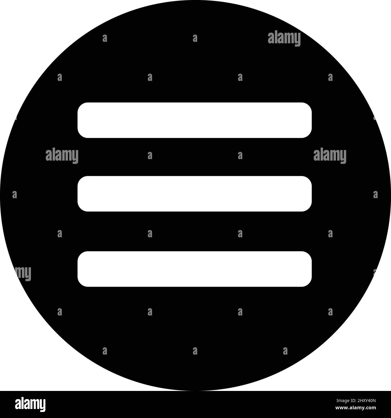 Icona rotonda con menu di hamburger nero. Vettore modificabile. Illustrazione Vettoriale